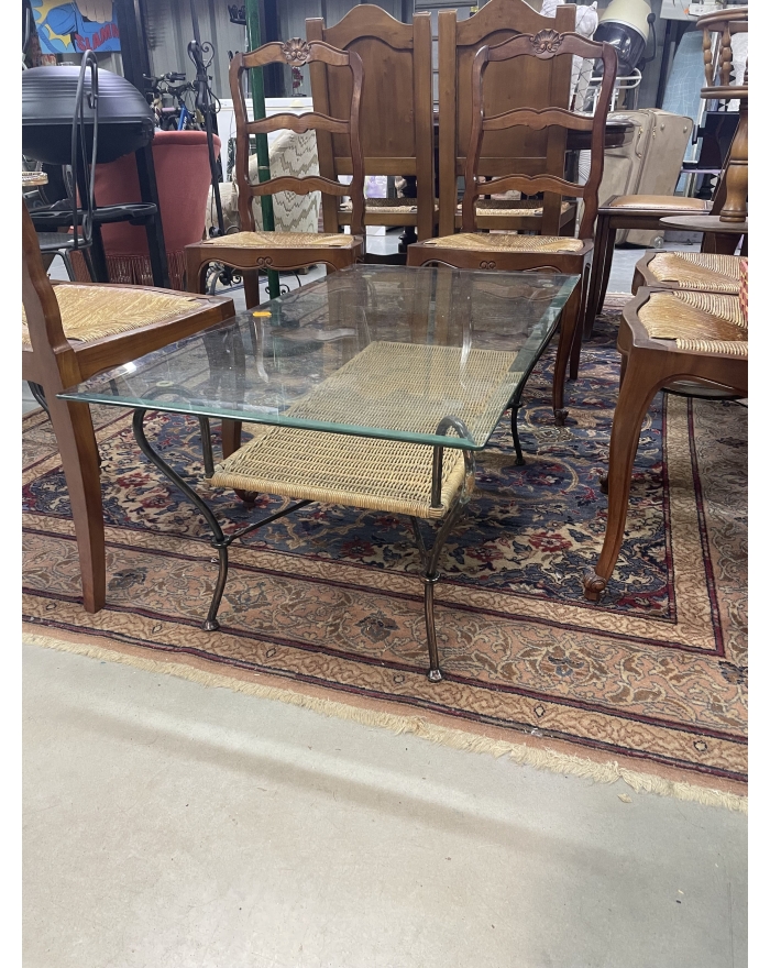 Table basse osier verre et...