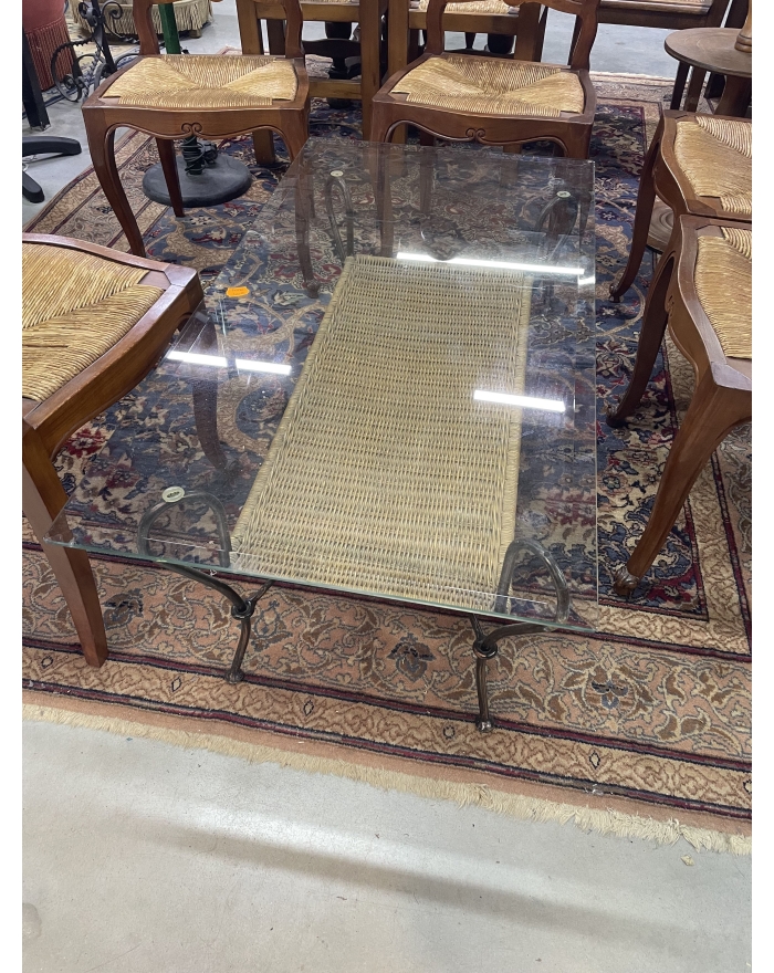 Table basse osier verre et...